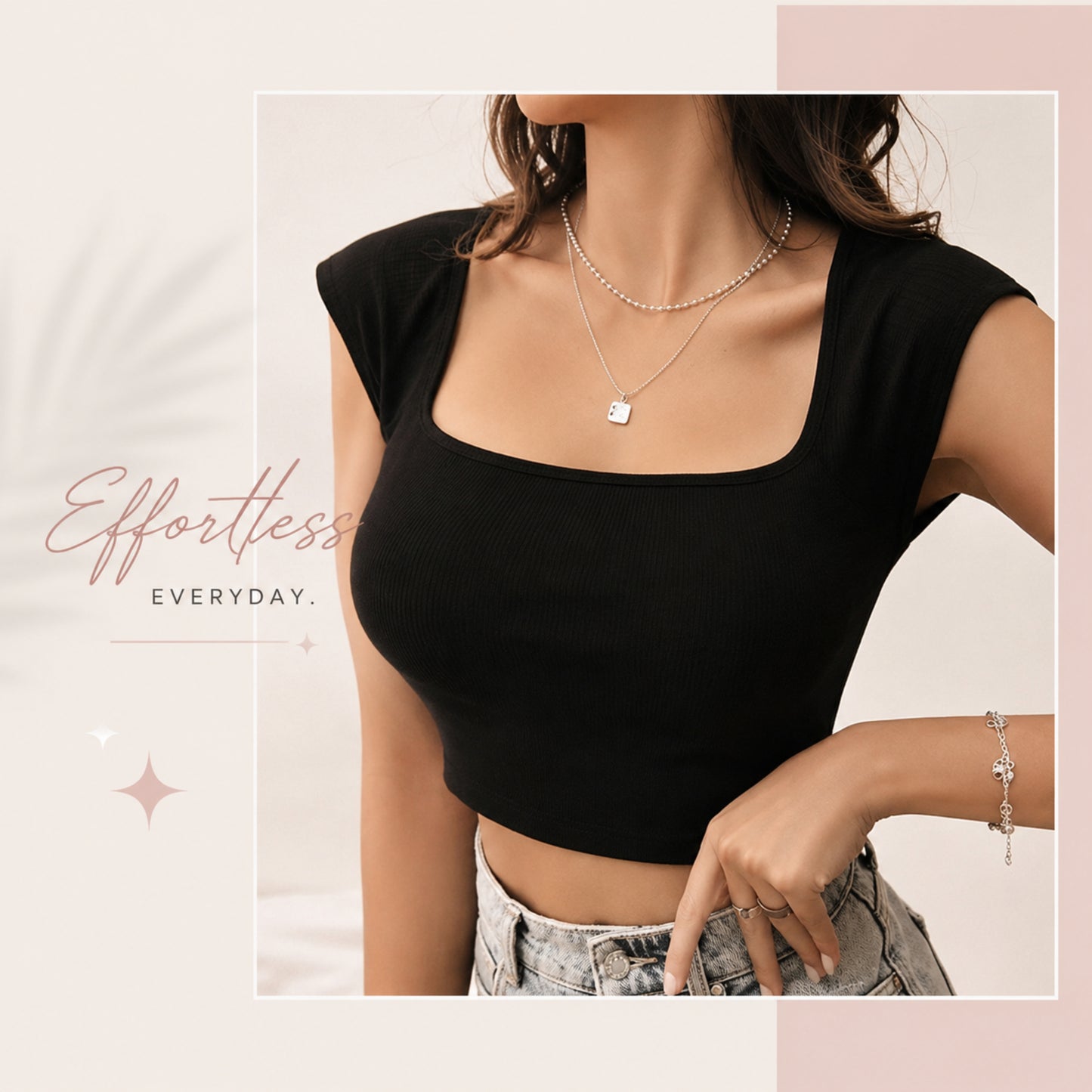 Black Square Neck Tank Top