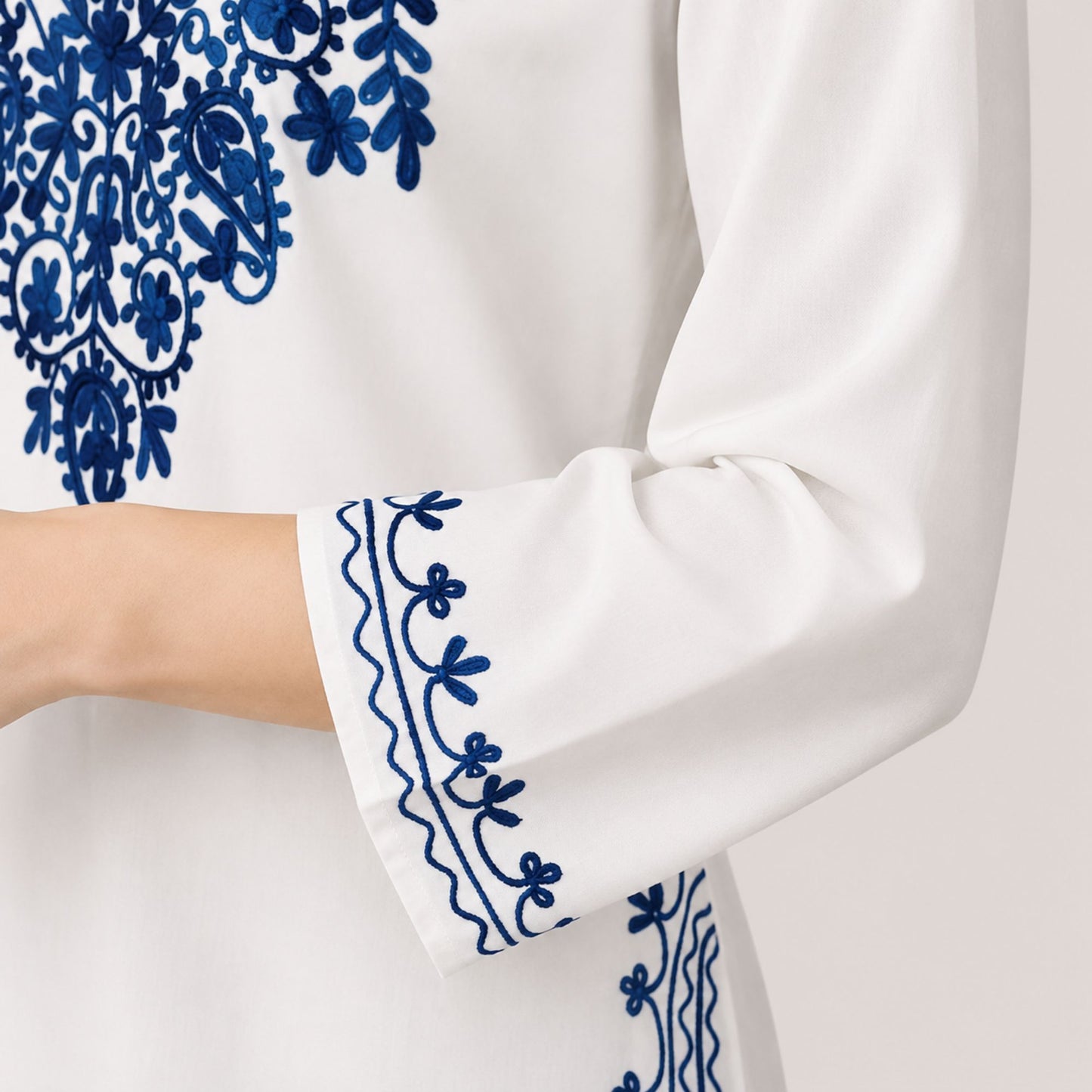 Premium White Embroidered Rayon Short Kurti for Women