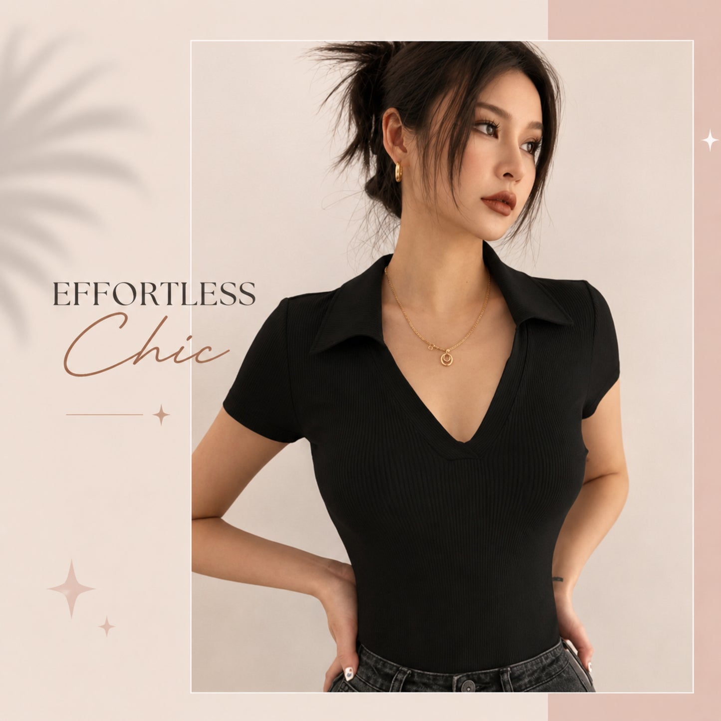 Stylish Women Collar Top