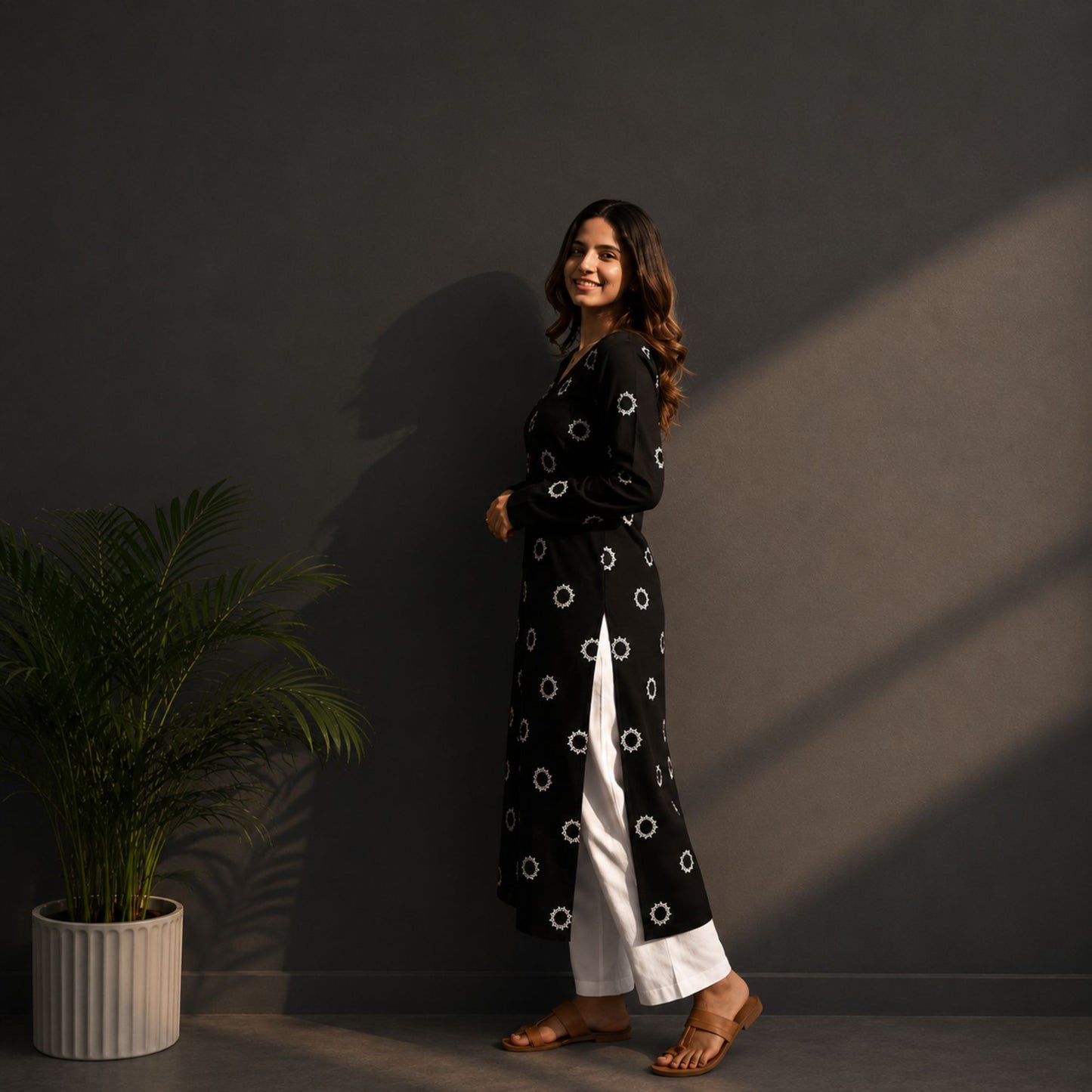 Black Rayon Straight Kurti