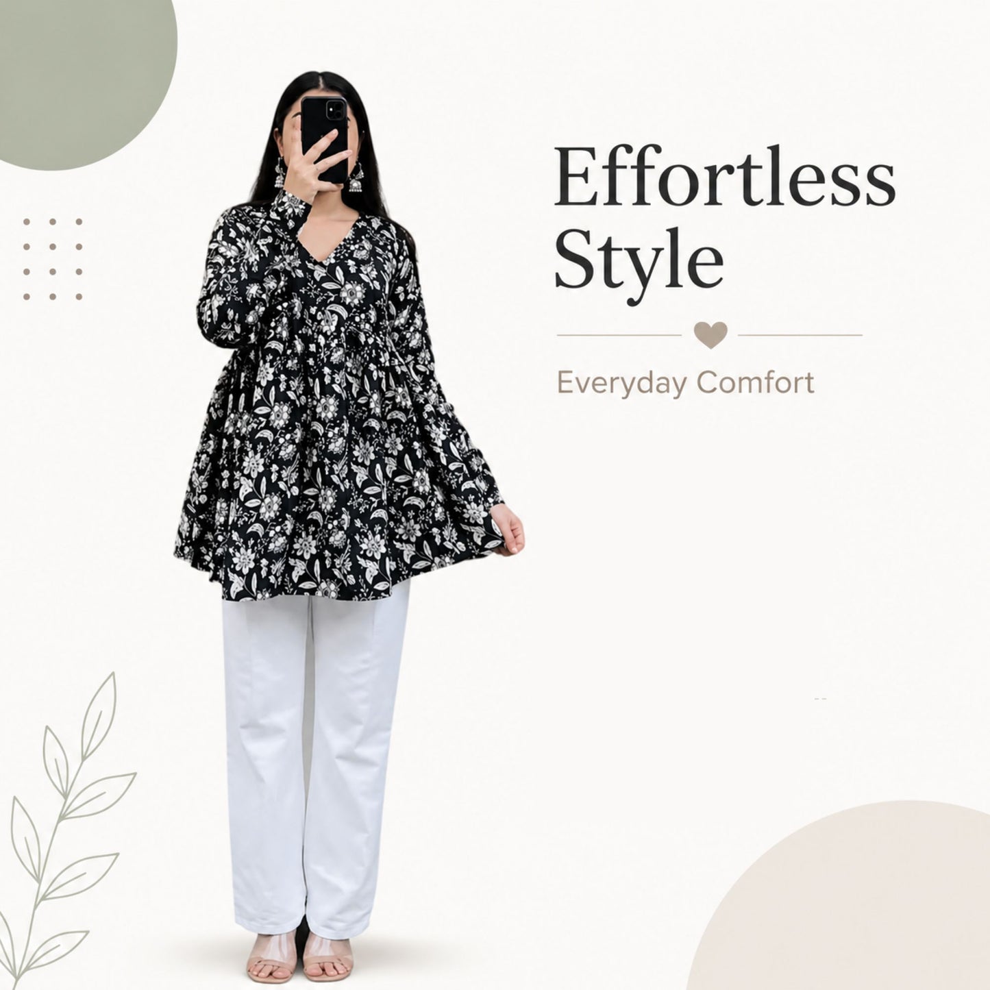 Black Floral Waist Tie-Up Top