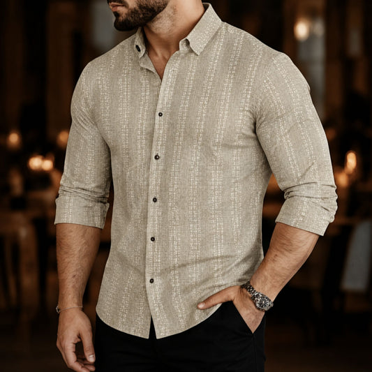 Beige Striped Casual Shirt