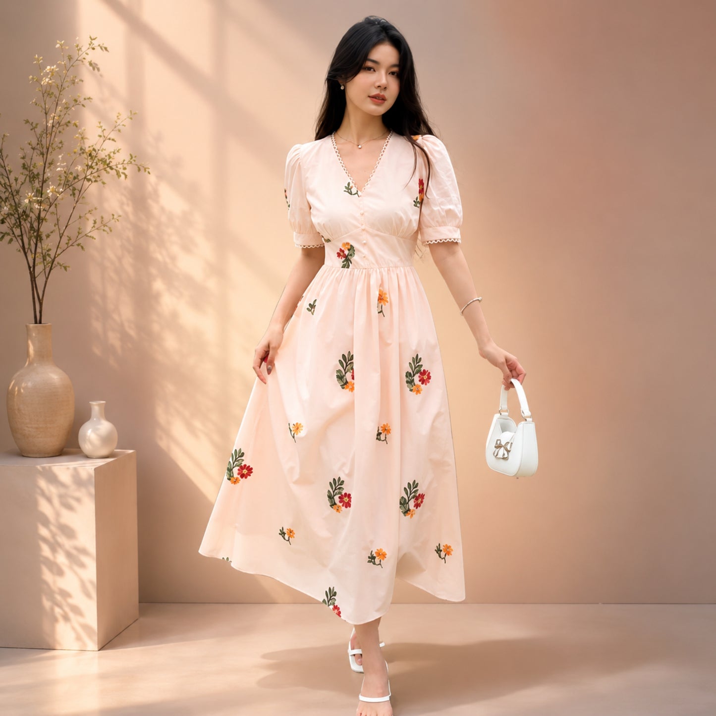 Blossom Grace Printed Maxi Dress