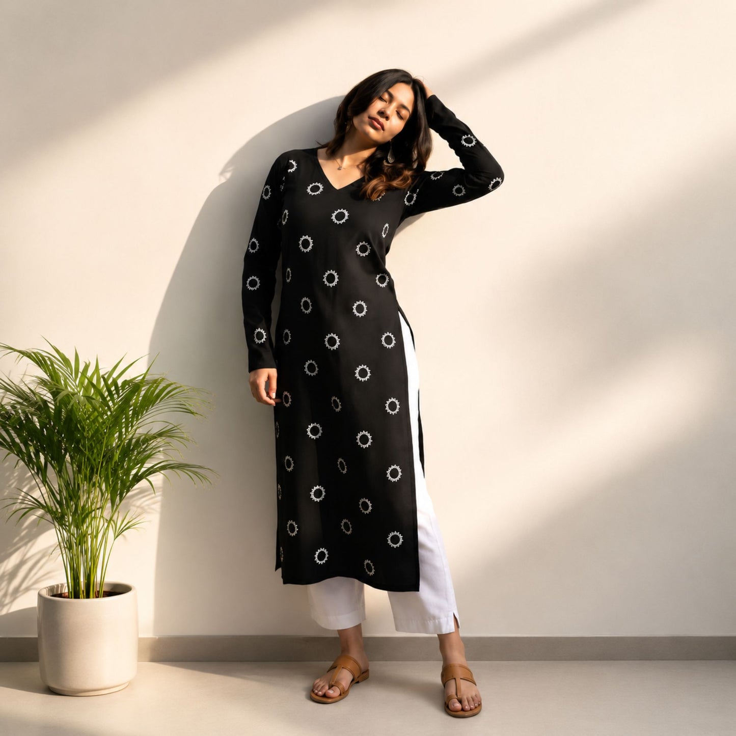 Black Rayon Straight Kurti