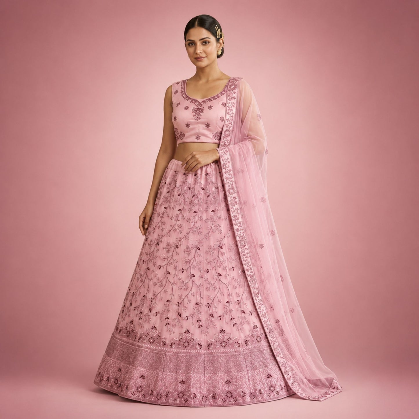 Aqua Elegance Embroidered Party Wear Lehenga Choli