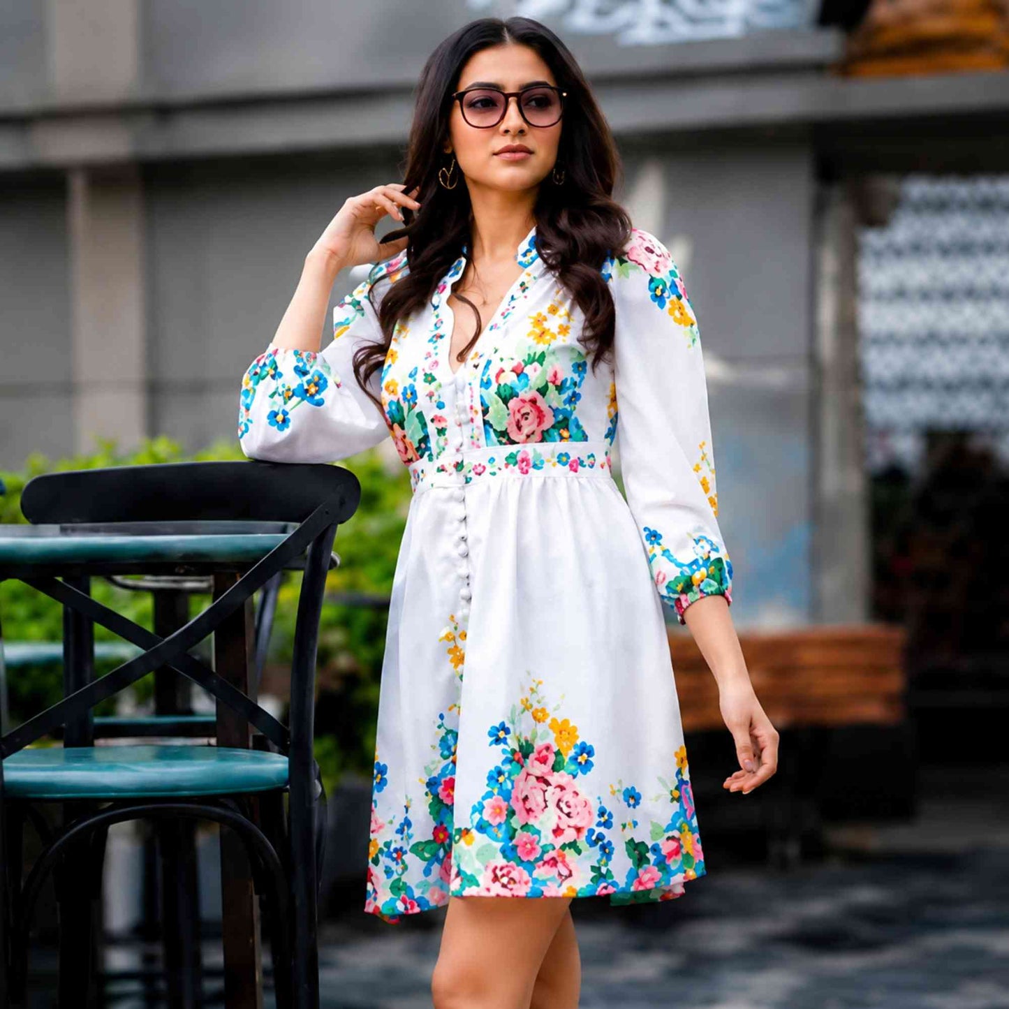 Puff Sleeve Stylist Floral Printed Dress For Women
