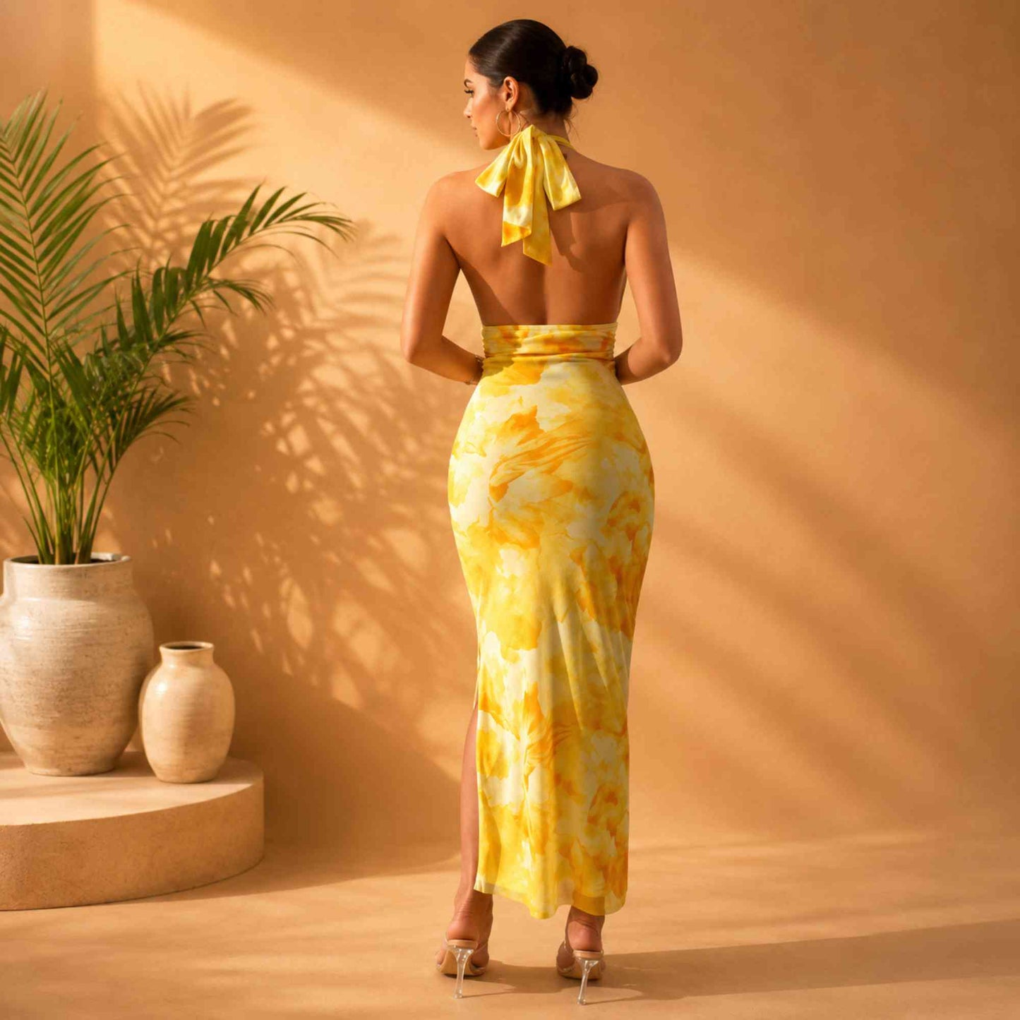 Golden Glow Floral Maxi Dress