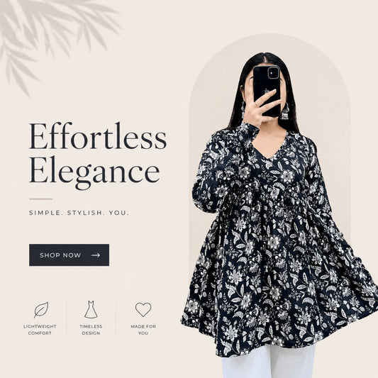 Black Floral Waist Tie-Up Top