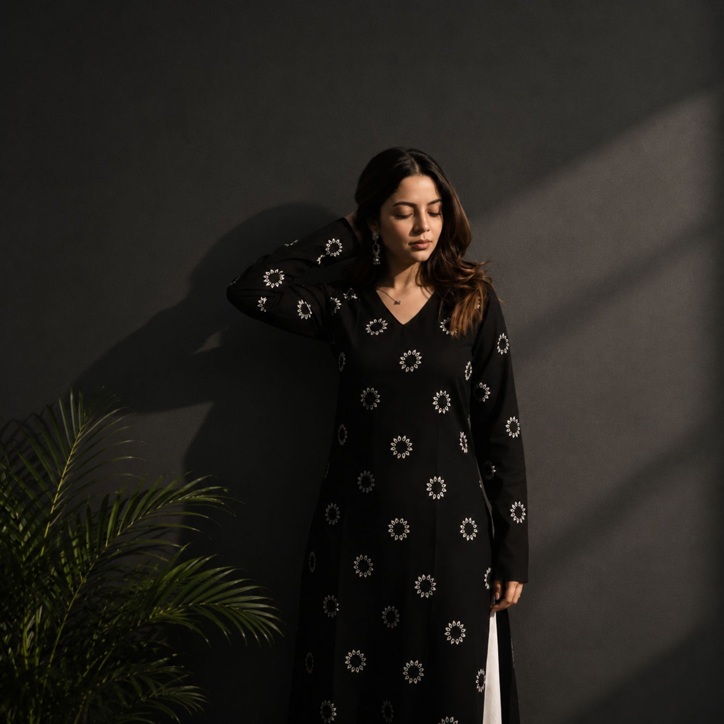 Black Rayon Straight Kurti