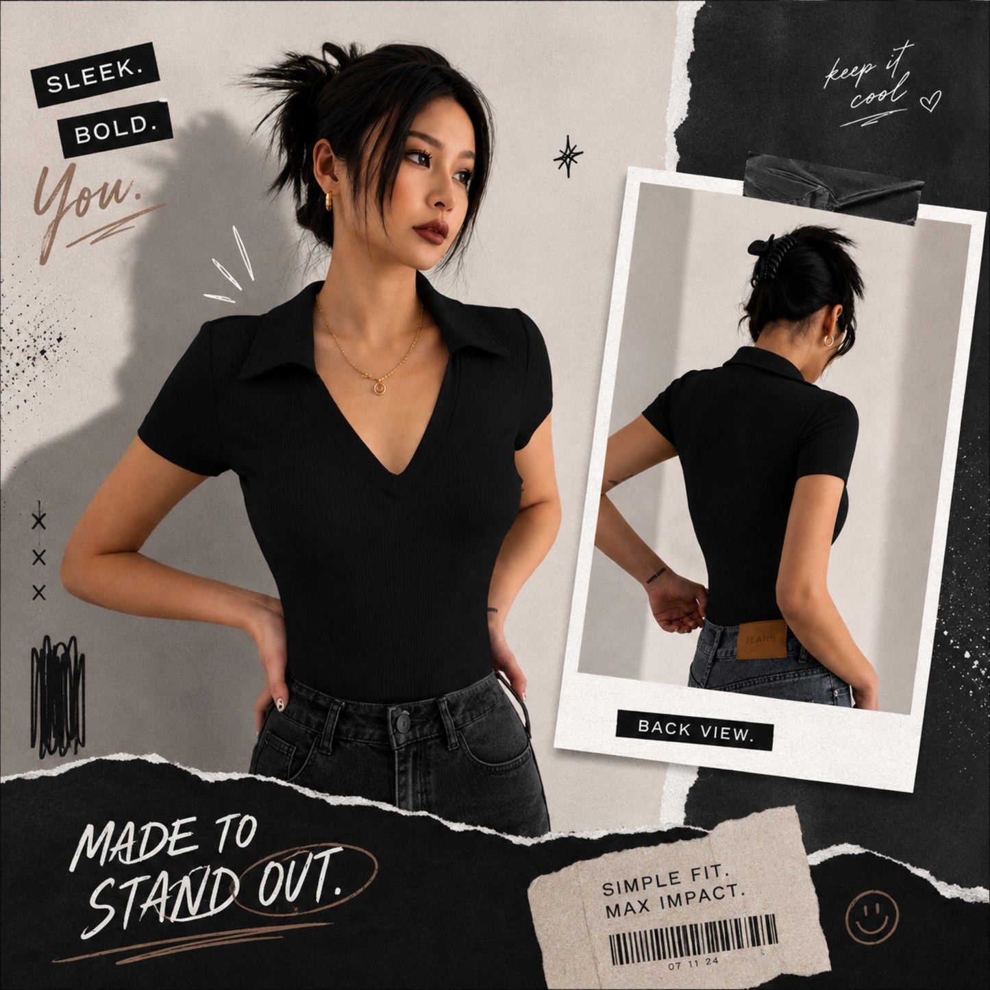Stylish Women Collar Top