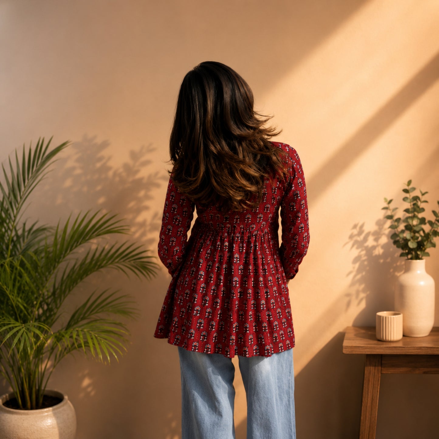 Stylish Maroon Printed Casual Top