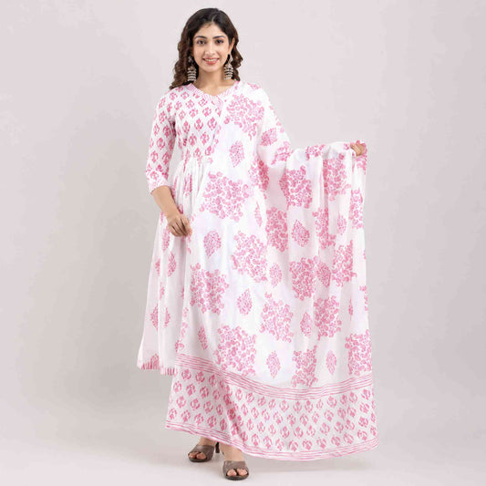 Elegant Pink Anarkali Kurti With Dupatta