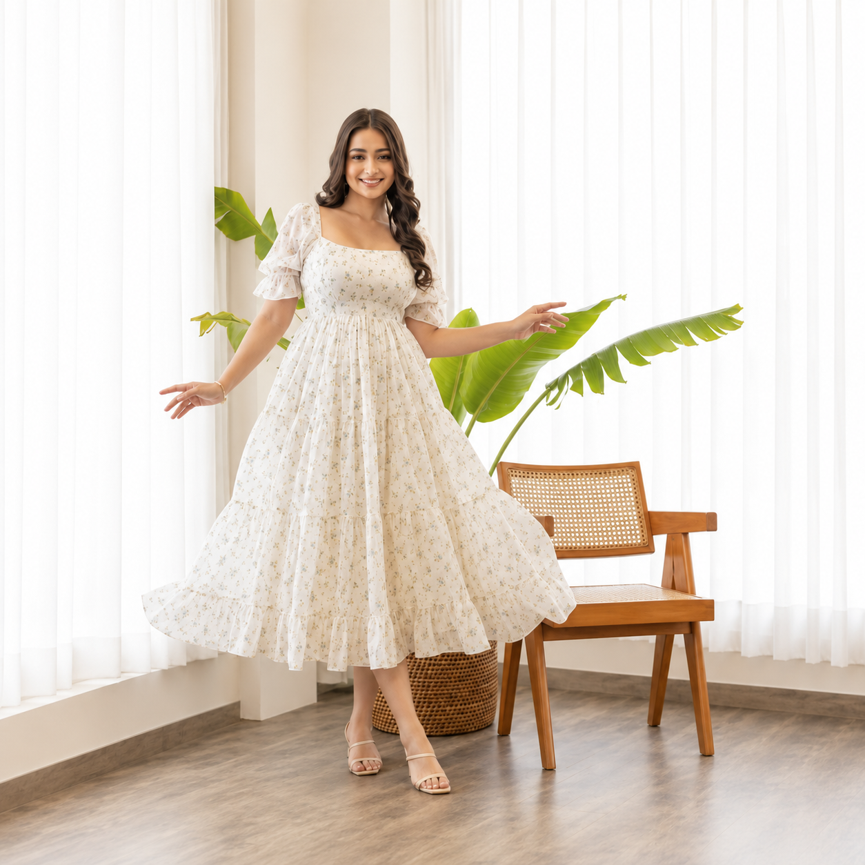Floral Grace Midi Dress