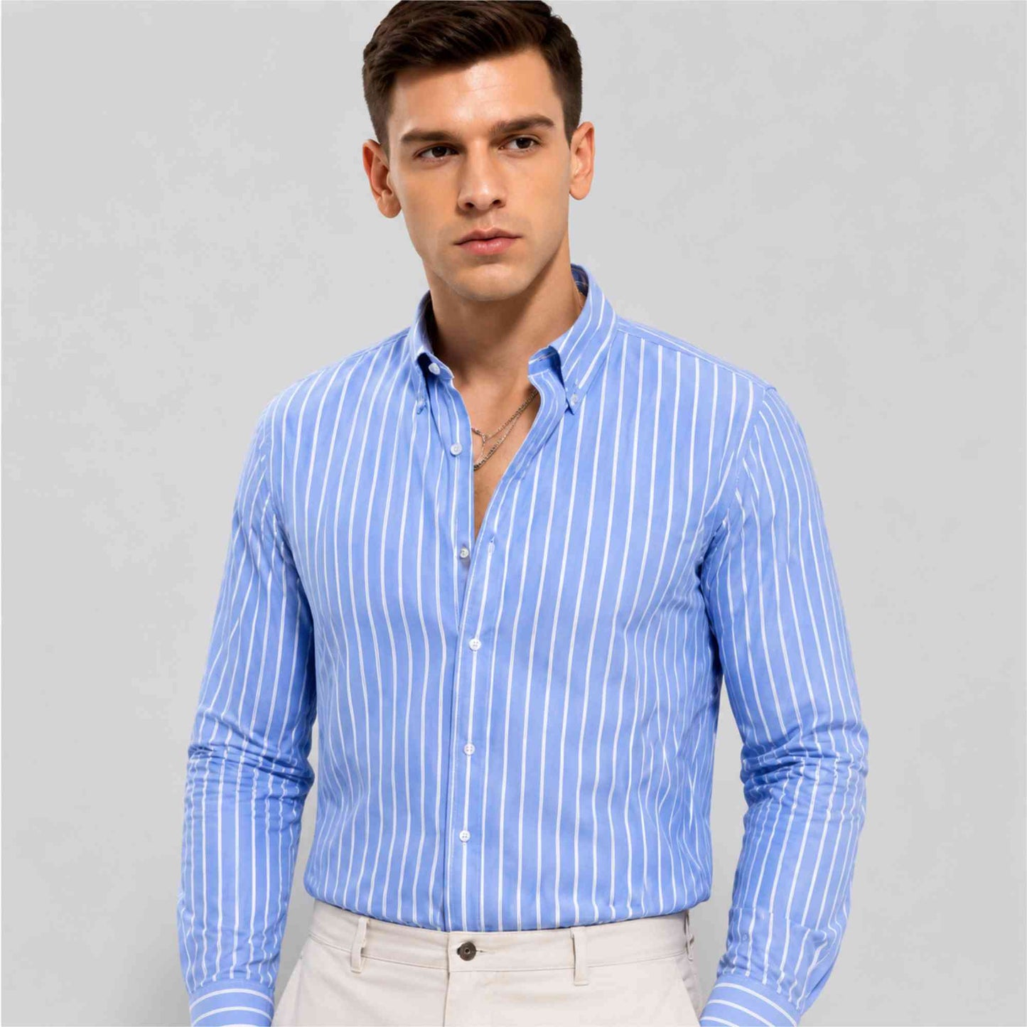 Blue Striped Casual Shirt