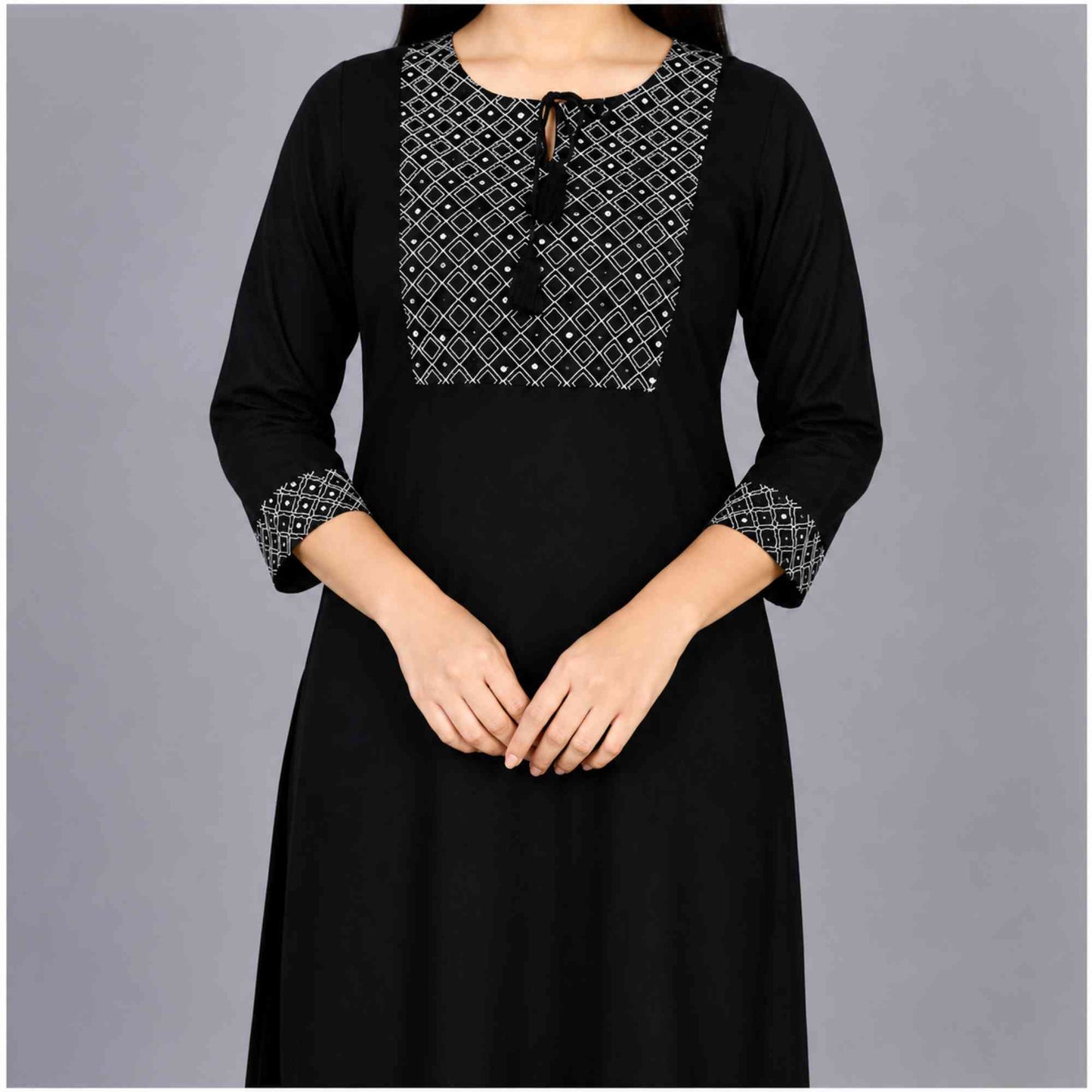 Elegant Black Rayon Kurti For Women