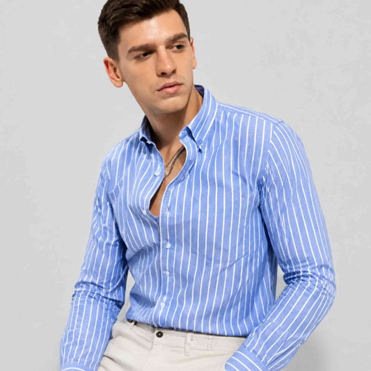 Blue Striped Casual Shirt