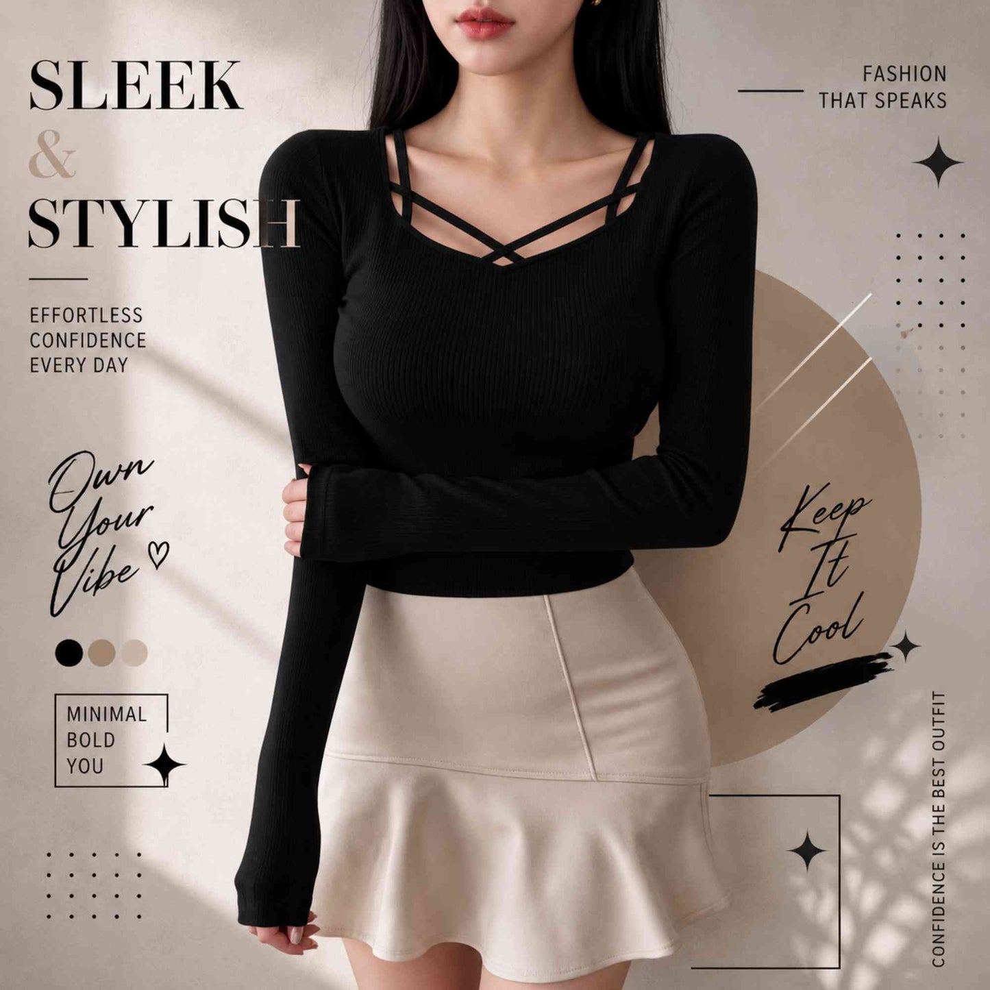 Korean square neck top