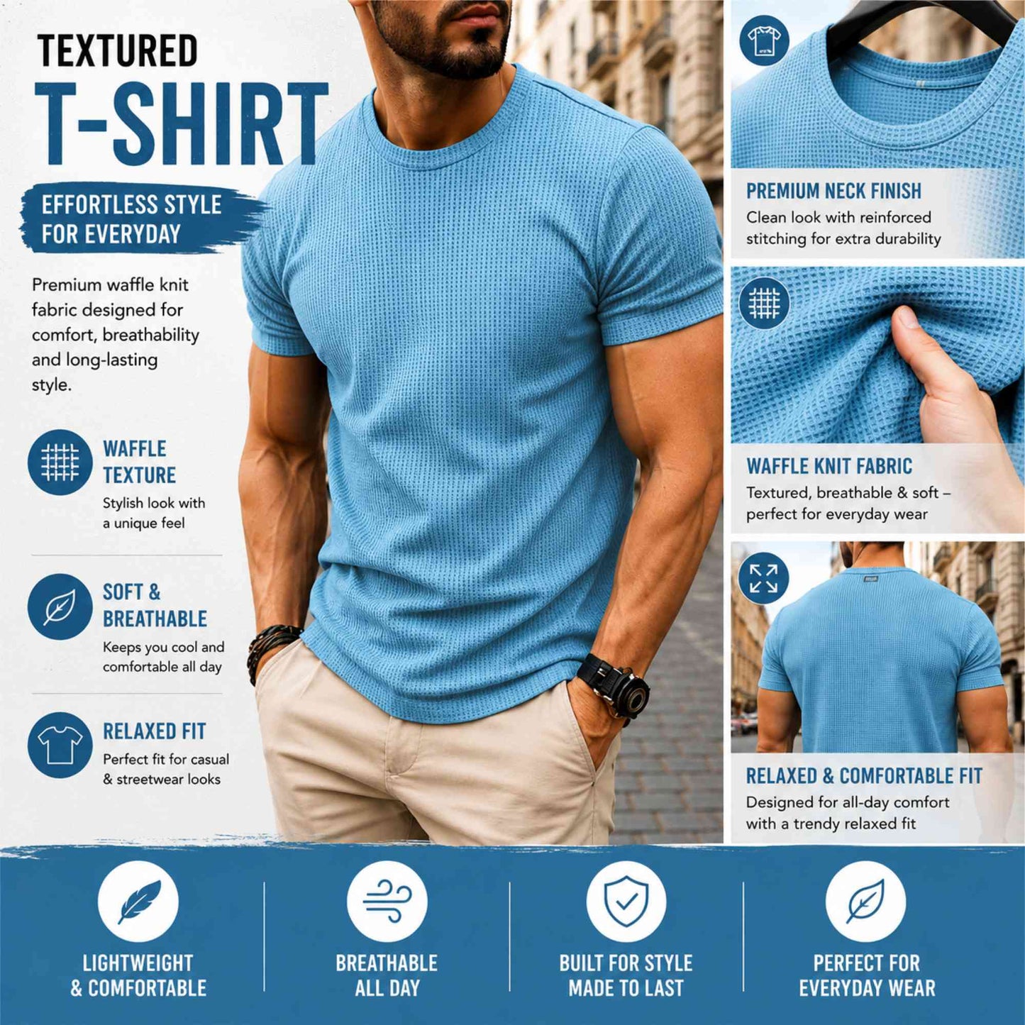 Men's Oversized Waffle Knit T-Shirt