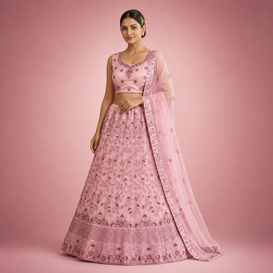 Aqua Elegance Embroidered Party Wear Lehenga Choli