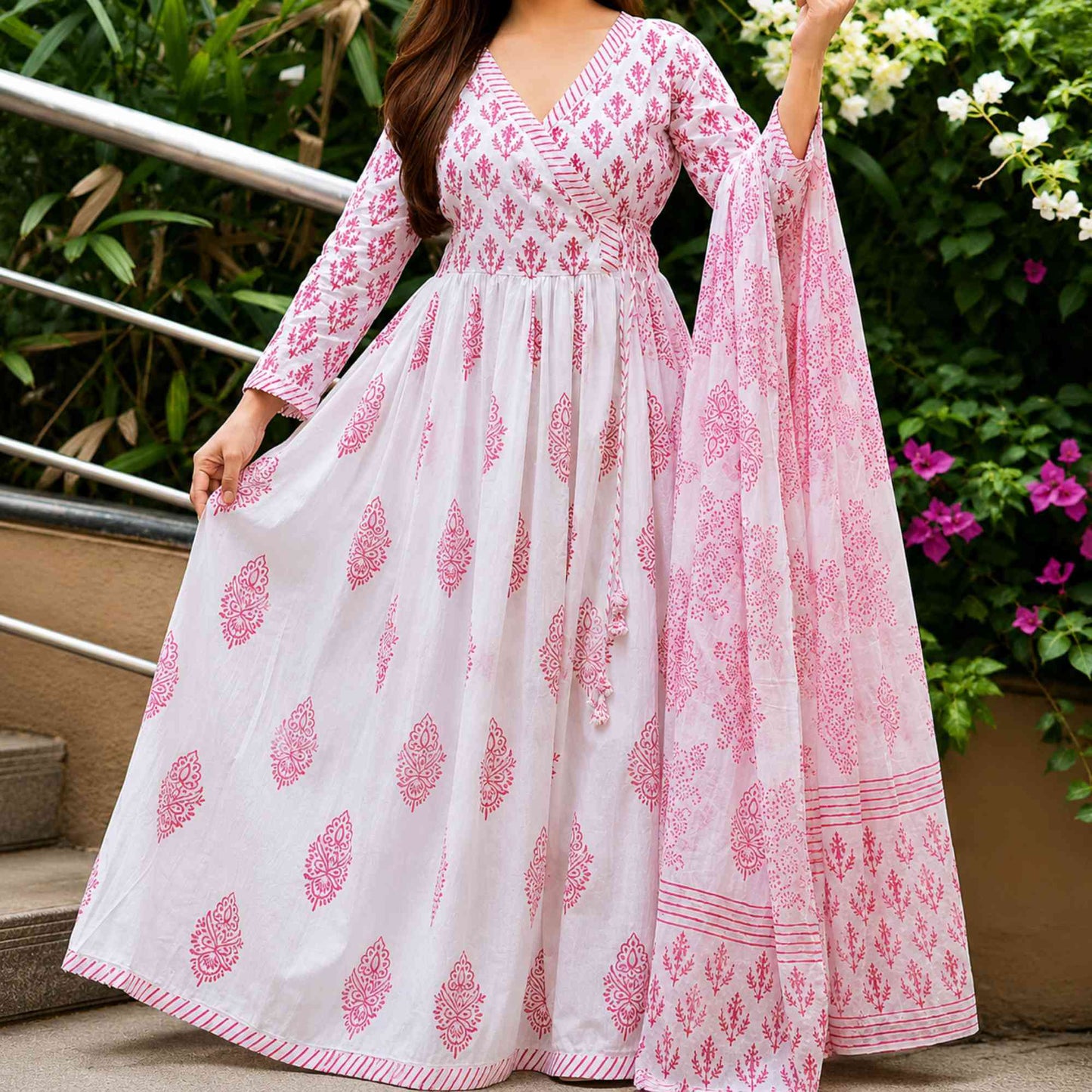 Elegant Pink Anarkali Kurti With Dupatta