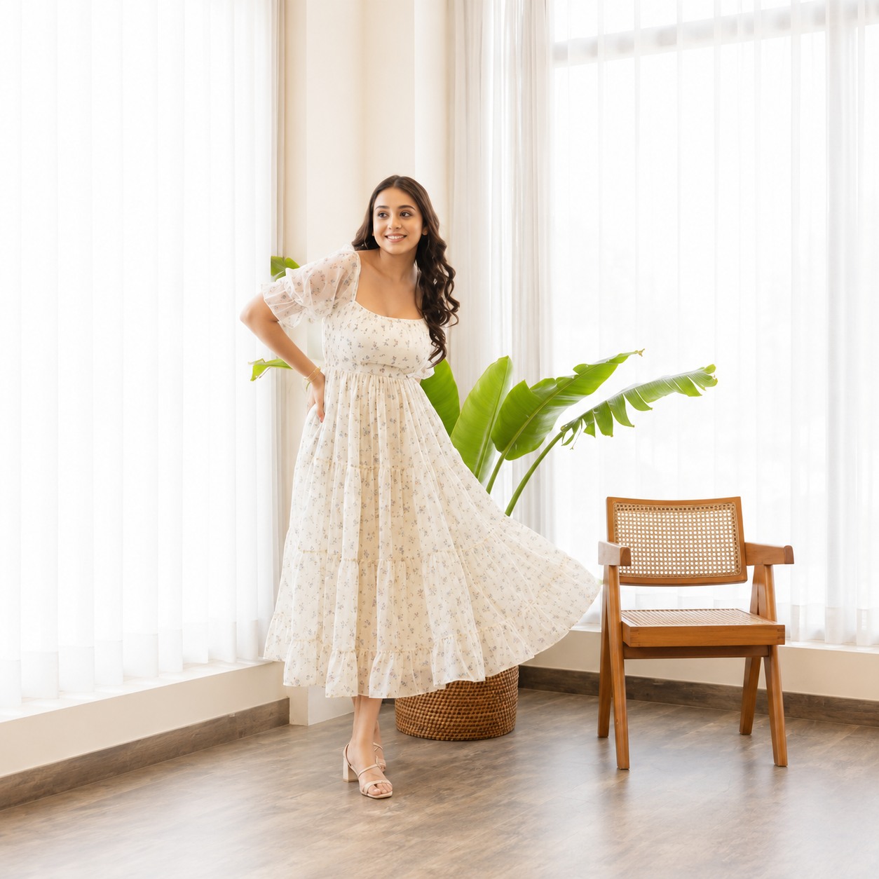 Floral Grace Midi Dress