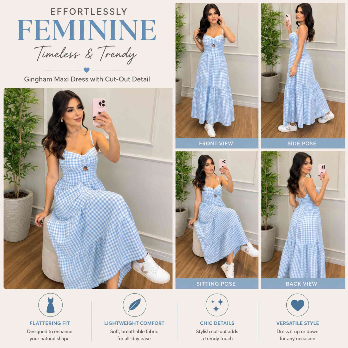 Gingham Cotton Maxi Dress