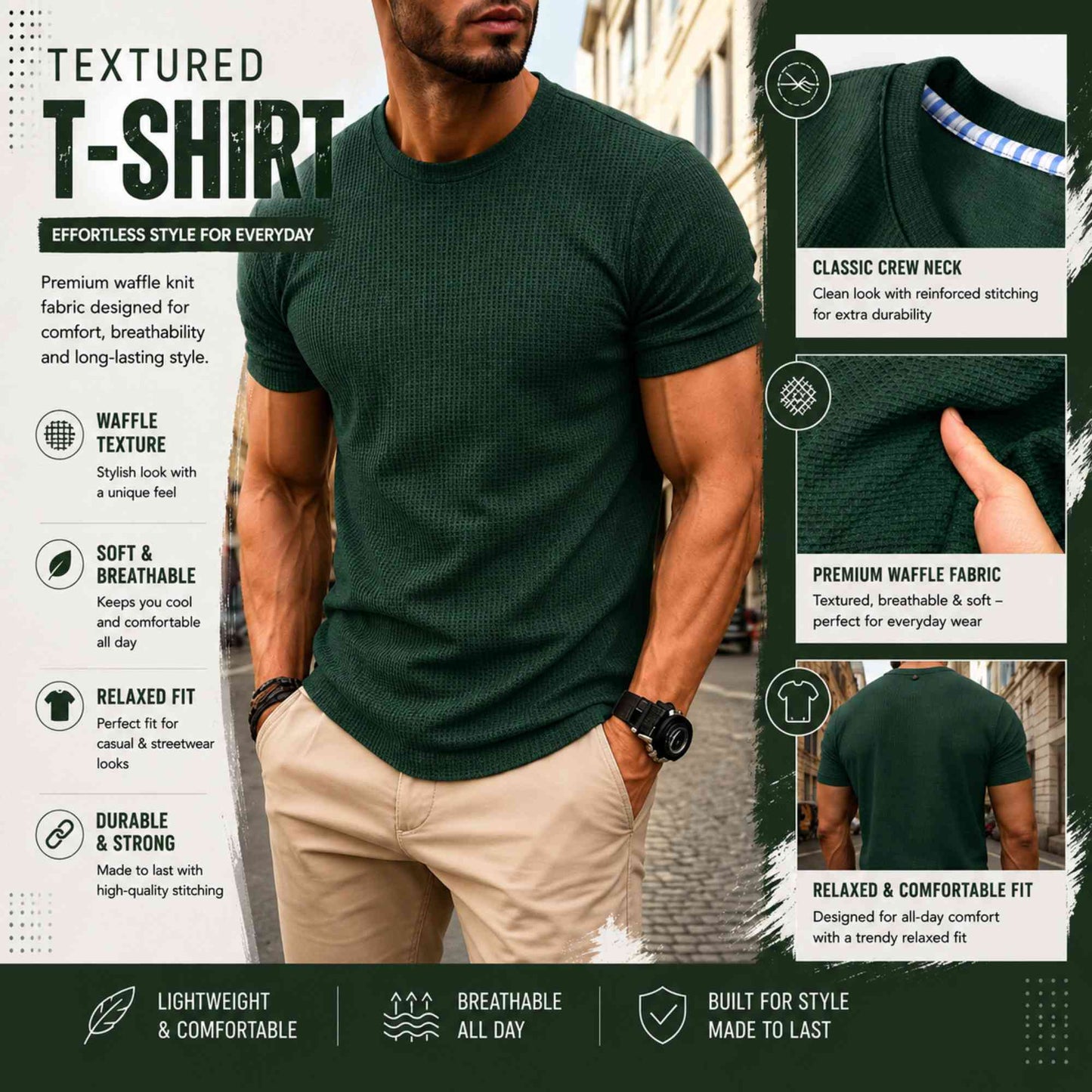Men's Oversized Waffle Knit T-Shirt