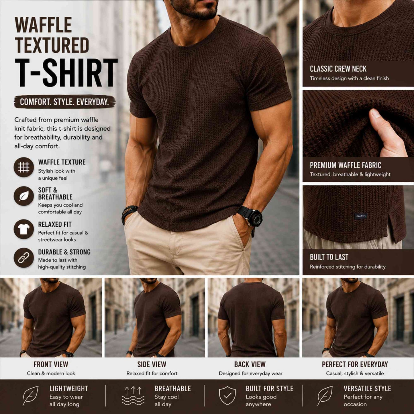 Men's Oversized Waffle Knit T-Shirt