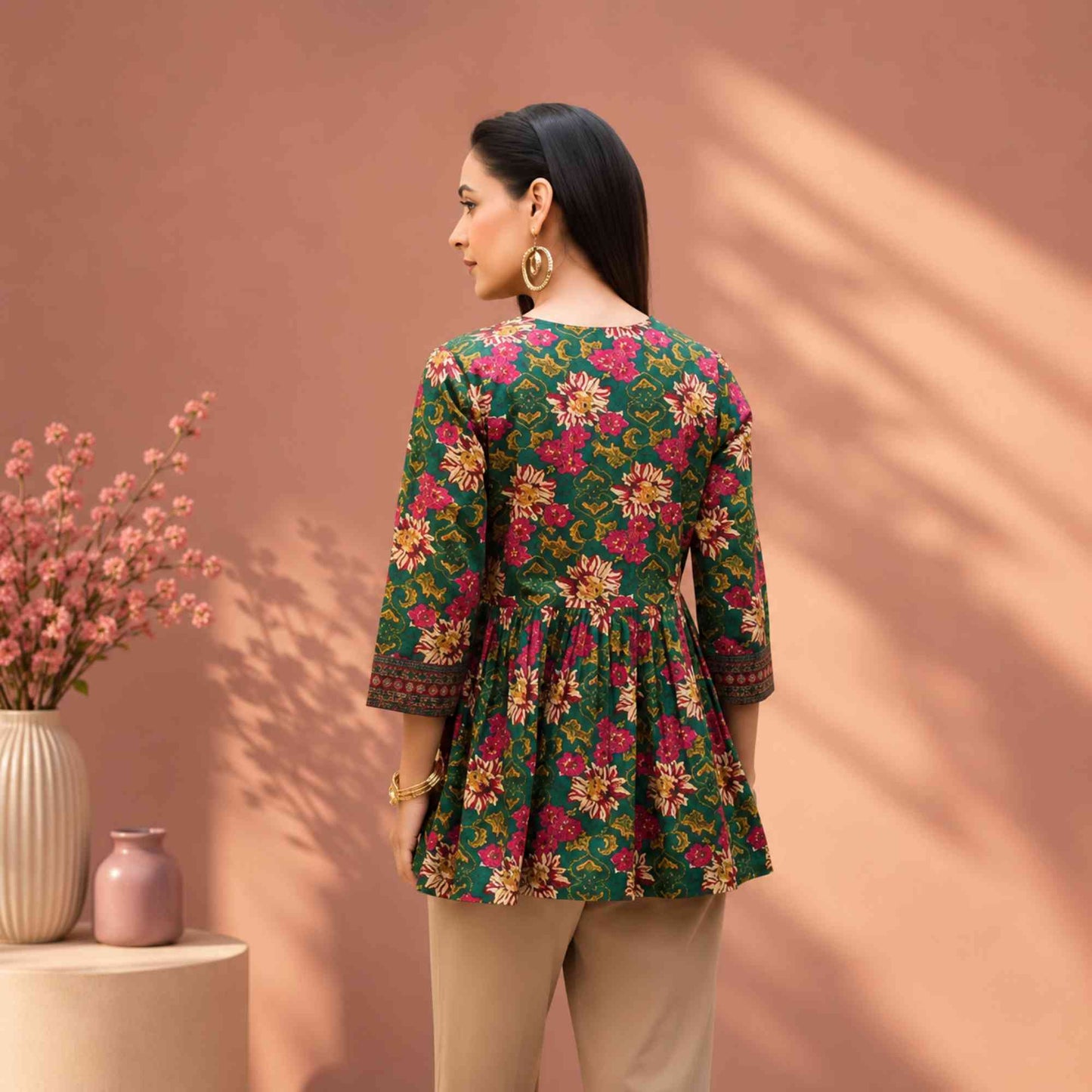 Floral Charm Cotton Tunic Top